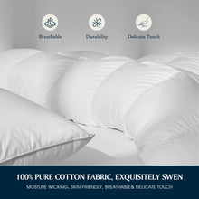 Load image into Gallery viewer, Serta Goose Feather Down Fiber Cotton Comforter Queen Size - 100% Cotton Duvet Insert - Hotel Luxury Hypoallergenic Bedding Comforter All Season Medium Warmth 90 x 90 Inch White
