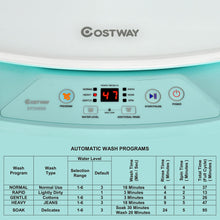 Load image into Gallery viewer, COSTWAY Portable Washing Machine, Built-in Drain Pump, 8Lbs Capacity, Full-Automatic washer with 6 Programs, Child Lock, Compact Laundry Washer for RV, Dorm, Apartment, Green
