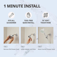 Load image into Gallery viewer, SECOND SHOWER NSF Certified Filtered Shower Head, Clinically Proven for Skin Health, High Pressure Luxury Handheld Filter for Hard Water, Premium 70” Hose, Reduces Frizzy Dry Hair (Forest Green)
