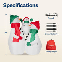 Load image into Gallery viewer, VIVOHOME 6FT Christmas Inflatable Outdoor Decoration, Snowman Family Hug, Navidad Blow Up Yard Decor with Built-in LED Light for Lawn, Garden, Party
