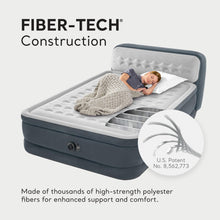 Load image into Gallery viewer, Intex 64447ED Dura-Beam Deluxe Ultra Plush Air Mattress with Headboard: Fiber-Tech – Queen Size – Built-in Electric Pump – 18in Bed Height – 600lb Weight Capacity
