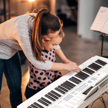 Load image into Gallery viewer, Costzon 61 Key Keyboard Piano, Electric Piano Keyboard with Lighted Keys, 350 Rhythms, 350 Timbres, 50 Demos, 3 Teaching Modes, Microphone &amp; Headphones, Portable Keyboard Piano for Beginners Adults
