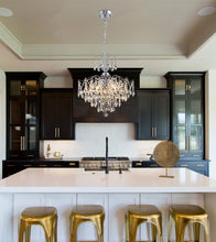 Load image into Gallery viewer, Q&amp;S Modern Crystal Chandelier Chrome Pendant Light 6 Lights for Dining Room Kitchen Island Entryway Bathroom Hallway UL Listed
