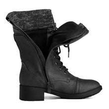 Load image into Gallery viewer, DREAM PAIRS Women&#39;s Amazon Black Mid Calf Combat Riding Boots Size 8.5 M US
