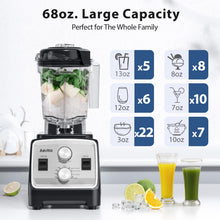 Load image into Gallery viewer, Aeitto Blenders for Kitchen with 1800W Motor, 68Oz. Large Capacity, 2-in-1 Blender &amp; Grinder Combo, BPA-Free Countertop Professional Blender for Smoothies, Ice Crush, Frozen Drinks, Silver
