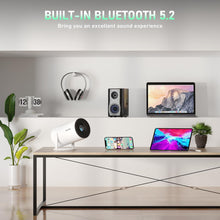 Load image into Gallery viewer, [Electric Focus] Mini Projector with Android System, XuanPad Portable Projector with WiFi 6 and Bluetooth, Auto Vertical Correction, FULL HD 1080P, 180°Rotatable Outdoor Movie Projector for Phone

