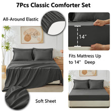Load image into Gallery viewer, CozyLux Queen Bed in a Bag 7-Pieces Comforter Sets with Comforter and Sheets Dark Grey All Season Bedding Sets with Comforter, Pillow Shams, Flat Sheet, Fitted Sheet and Pillowcases
