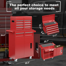 Load image into Gallery viewer, AirWire 5-Drawer Tool Chest, Rolling Tool Storage Cabinet with Detachable Top Tool Box, Enhanced Packaging, Metal Tool Cart for Garage Workshop, Red
