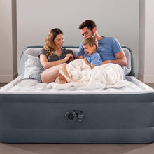Load image into Gallery viewer, Intex 64447ED Dura-Beam Deluxe Ultra Plush Air Mattress with Headboard: Fiber-Tech – Queen Size – Built-in Electric Pump – 18in Bed Height – 600lb Weight Capacity
