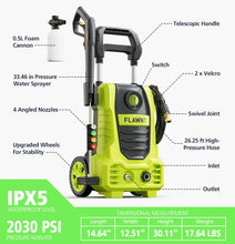 Load image into Gallery viewer, Electric Pressure Washer, 26 FT Hose Pressure Cleaner 2030 PSI with 4 Nozzles Tips,Surface Cleaning with Upgraded Swivel Joint for Car/Fences/Patios/Daily Needed Light Green
