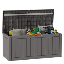 Load image into Gallery viewer, EAST OAK Outdoor Storage Box, 90 Gallon Deck Box, Waterproof Resin Storage Bin for Patio Cushions, Gardening Tools, Lockable, UV Resistant, Grey
