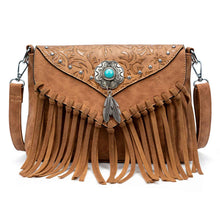 Load image into Gallery viewer, LAVAWA Small Crossbody Bags for Women Crossbody Handbag Fringe Purse Tassel Shoulder Bag Turquoise Concho Wallet
