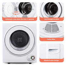 Load image into Gallery viewer, Euhomy 110V Portable Clothes Dryer 850W Compact Laundry Dryers 1.5 cu.ft Front Load Stainless Steel Electric Dryers Machine with Stainless Steel Tub for Apartment,RVs,Dorms,White Easy Control
