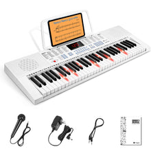 Load image into Gallery viewer, Vangoa VGK611 Piano Keyboard for Beginner, 61 Keys Electric Keyboard Piano Portable Music Keyboard with Mini Lighted Keys, Electronic Piano for Kids Boy Girl, White

