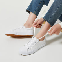 Load image into Gallery viewer, SERNIAL Women&#39;s White Tennis Shoes PU Leather Sneakers Casual Walking Shoes for Women(White,US9)

