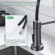 Load image into Gallery viewer, WEWE Black Stainless Kitchen Faucet, Faucet for Kitchen Sink with Pull Down Sprayer Gray Matte Gun Black Kitchen Faucet with Deck Plate Stainless Steel Farmhouse Commercial Single Handle Sink Faucet
