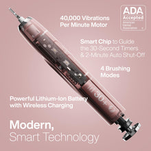 Load image into Gallery viewer, Aquasonic Vibe Series Ultra-Whitening Toothbrush – ADA Accepted Electric Toothbrush - 8 Brush Heads &amp; Travel Case – 40,000 VPM Motor &amp; Wireless Charging - 4 Modes w Smart Timer – Satin Rose Gold
