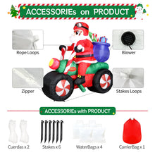 Load image into Gallery viewer, DomKom 6FT Christmas Inflatables Motorcycle, Santa Claus Ride Motorcycle Blow up Giant Yard Decoration, Outdoor Built-in LED Lights Party Lawn Holiday Winter Decor Outside
