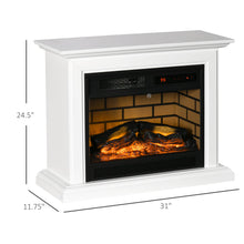 Load image into Gallery viewer, HOMCOM 31&quot; Electric Fireplace with Dimmable Flame Effect and Mantel, Freestanding Space Heater with Log Hearth and Remote Control, 1400W, White
