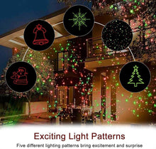 Load image into Gallery viewer, Christmas Projector Lights Outdoor, Waterproof Christmas Laser Lights Landscape Spotlight Decorative Stage Lights with Red and Green Xmas Patterns for Party Garden Patio Wall Ceiling Floor
