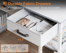 Load image into Gallery viewer, ODK Office Small Computer Desk: Home Table with Fabric Drawers &amp; Storage Shelves, Modern Writing Desk, White, 48&quot;x16&quot;
