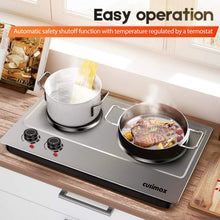 Load image into Gallery viewer, CUSIMAX 1800W Double Hot Plate, Stainless Steel Silver Countertop Burner Portable Electric Double Burners Electric Cast Iron Hot Plates Cooktop, Easy to Clean, Upgraded Version C180N

