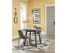 Load image into Gallery viewer, Signature Design by Ashley Centiar Mid Century Round Dining Room Table with Metal Legs, Gray &amp; Black

