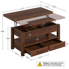 Load image into Gallery viewer, Rolanstar Coffee Table Lift Top, Multi-Function Convertible Coffee Table with Drawers and Hidden Compartment, Coffee Table Converts to Dining Table for Living Room, Home Office,Espresso
