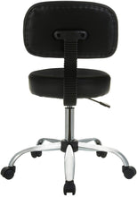 Load image into Gallery viewer, Amazon Basics Multi-Purpose Drafting Spa Bar Stool with Back Cushion and Wheels, Black, 22.72&quot;D x 22.72&quot;W x 37.8&quot;H
