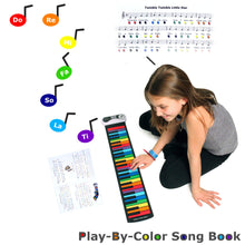 Load image into Gallery viewer, MUKIKIM Rock and Roll It - The Original Rainbow Piano. Roll Up Flexible Piano Keyboard for Kids / Beginners. Portable 49 Keys Silicone Piano Pad. Play-by-Color Songbook Included!
