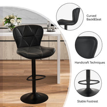 Load image into Gallery viewer, Nalupatio Modern Bar Stools Set of 2, Adjustable Faux Leather Upholstered Swivel Bar Stools, Counter Height Bar Chairs with Back for Kitchen Island, Black
