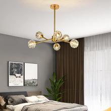 Load image into Gallery viewer, Weesalife Sputnik Chandeliers Mid Century Crystal Pendant Light Chandelier 6 Lights Contemporary Brass Branches Chandeliers Ceiling Light Fixtures for Dining Room Bedroom Living Room
