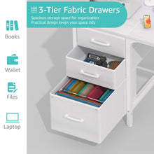 Load image into Gallery viewer, Lufeiya White Computer Desk with Fabric File Drawers Cabinet, 47 Inch Home Office Desks with Filing Cabinet for Small Space, Modern Writing Table PC Desks, White
