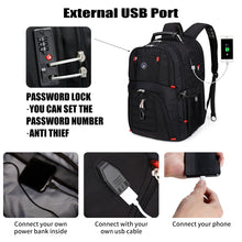 Load image into Gallery viewer, SHRRADOO Extra Large 50L Travel Laptop Backpack with USB Charging Port, College Backpack Airline Approved Business Work Bag Fits 17 Inch Computer for Men Women
