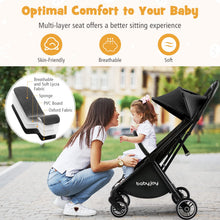 Load image into Gallery viewer, BABY JOY Lightweight Baby Stroller, Compact Travel Stroller for Airplane, Infant Toddler Stroller w/Adjustable Backrest &amp; Canopy, Storage Basket, Self Standing Gravity Fold, Aluminium Frame (Black)
