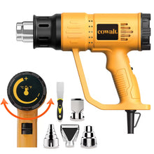 Load image into Gallery viewer, COWALT Heat Gun 1800W Fast Heating for Vinyl Wrap, Crafting, Shrink Tubing, Paint, Epoxy Resin, Candle Making Variable, Adjustable Temperature, Overload Protection Hot Air Gun Kit Nozzles, Scraper
