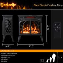 Load image into Gallery viewer, Electactic 24Inch Electric Fireplace Stove , Free-Standing Infrared Fireplace Stove, Controllable 3D Flame, 4 Variable Flame&amp;Log Colors, 1500w, 5100BTU, Black (S230B-BLACK), 23.5&quot;L X 10.7&quot;W X 24.3&quot;H
