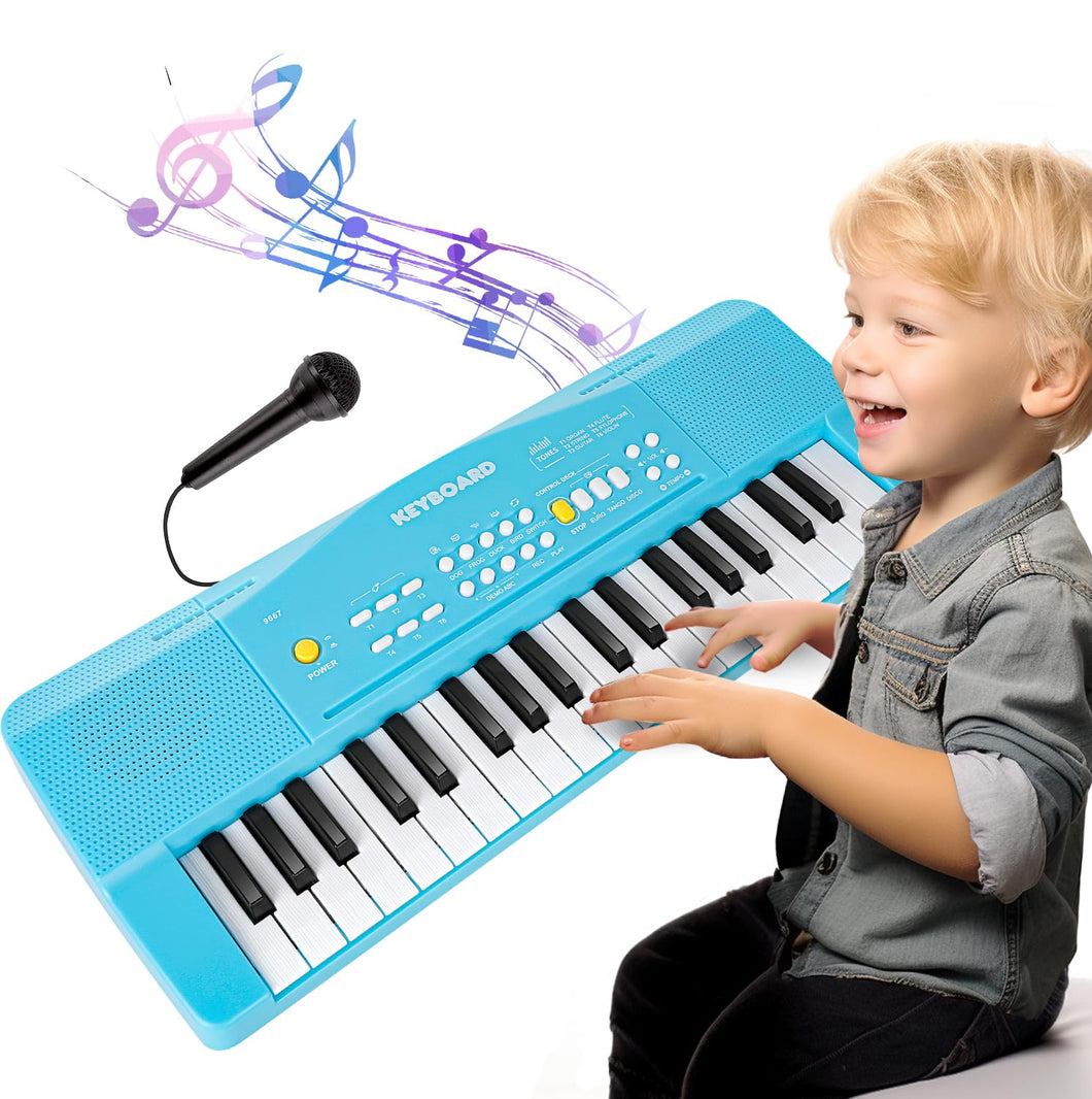 Toy Piano Keyboard for Kids Upgrade Piano Toys for 3 4 5 6 7 8 Year Old Girls Boys Keyboard Piano for Beginners Electric Piano with Microphone Toys for 3+ Year Old Kids Gifts (Blue)