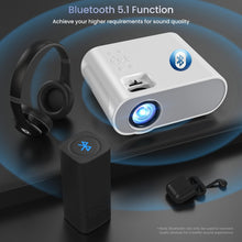 Load image into Gallery viewer, HOMPOW Projector, Native 1080P Full HD Bluetooth Projector with Speaker, Outdoor Portable Movie Mini Projector Compatible with Laptop, Smartphone, TV Stick, Xbox, PS5
