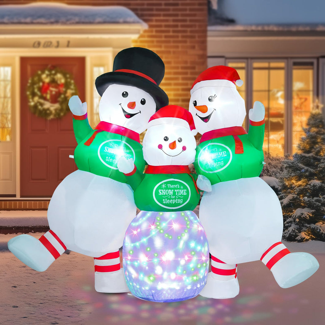 Dawdix Christmas Inflatable Snowman Family Decoration, 6.5 x 8 FT Christmas Blow Up Snowman Outdoor Decorations with Rotating Light, Xmas Inflatable for Indoor Outdoor Yard Lawn Garden Party
