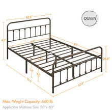 Load image into Gallery viewer, Yaheetech Classic Metal Platform Bed Frame Mattress Foundation with Victorian Style Iron-Art Headboard/Footboard/Under Bed Storage/No Box Spring Needed/Queen Size Bronze
