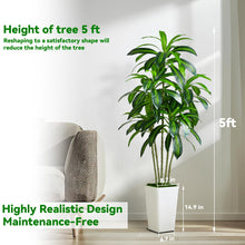 Load image into Gallery viewer, Artificial Dracaena Tree Artificial Silk Tree Faux Tree with White Tall Planter Fake Tropical Yucca Floor Plant (1, White Tall Planter, 5 FT)
