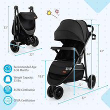 Load image into Gallery viewer, BABY JOY Jogging Stroller, Jogger Travel System with 5-Point Safety Harness, Adjustable Canopy/Backrest/Footrest, Storage Basket &amp; Pocket, Lightweight Baby Stroller for Newborn Toddlers (Black)
