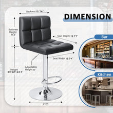 Load image into Gallery viewer, Homall Bar Stools Modern PU Leather Adjustable Swivel Barstools, Armless Hydraulic Kitchen Counter Bar Stool Extra Height Square Island Barstool with Back Set of 2 (Leather, Black)
