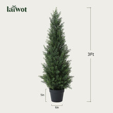 Load image into Gallery viewer, Laiwot 3FT Artificial Cedar Topiary Trees for Outdoors Potted Fake Cypress Trees Faux Evergreen Plants for Home Porch Decor Set of 2
