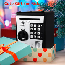 Load image into Gallery viewer, Litpggy Kids Safe Bank with Fingerprint Password Talking ATM Piggy Bank for Real Money Toy Gift for 5-14 Years Old Boys Girls (Silver/Black)
