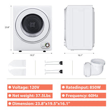 Load image into Gallery viewer, Euhomy 110V Portable Clothes Dryer 850W Compact Laundry Dryers 1.5 cu.ft Front Load Stainless Steel Electric Dryers Machine with Stainless Steel Tub for Apartment,RVs,Dorms,White Easy Control
