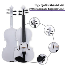 Load image into Gallery viewer, ADM Acoustic Violin for Kids Beginners, Acoustic Violin Fiddle for Teens Students Beginners Violin Starter Kit with Hard Case, Rosin, Shoulder Rest, Bow, Violin Music Stand Strings (White, 3/4 Size)

