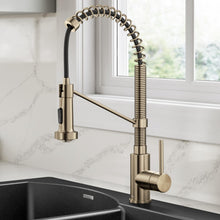 Load image into Gallery viewer, KRAUS Bolden Commercial Style 2-Function Single Handle Pull Down Kitchen Faucet in Spot-Free Antique Champagne Bronze, KPF-1610SFACB
