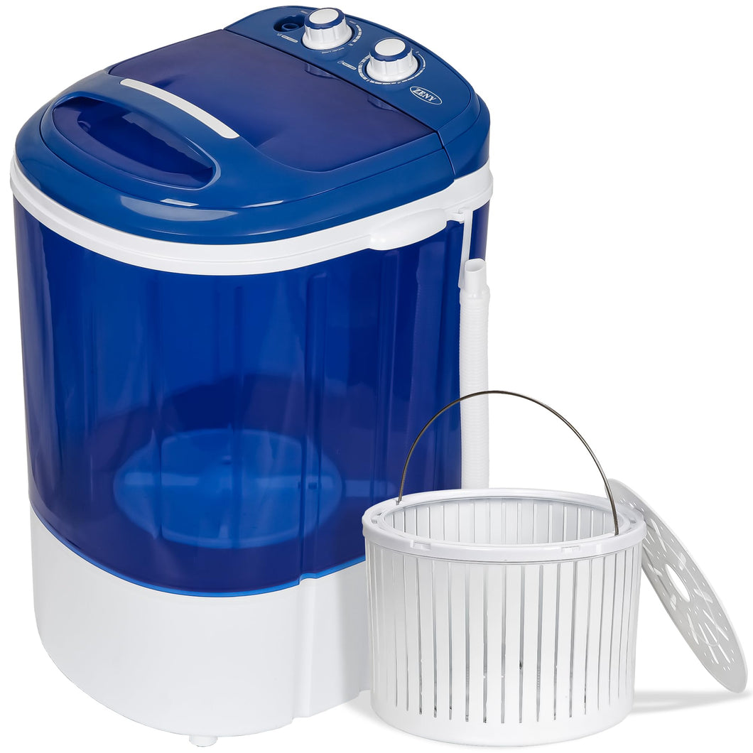 ZENY Portable Mini Washing Machine 5.7 lbs Washing Capacity Semi-Automatic Compact Washer Spinner Small Cloth Washer Laundry Appliances for Apartment, RV, Camping, Single Translucent Tub Blue